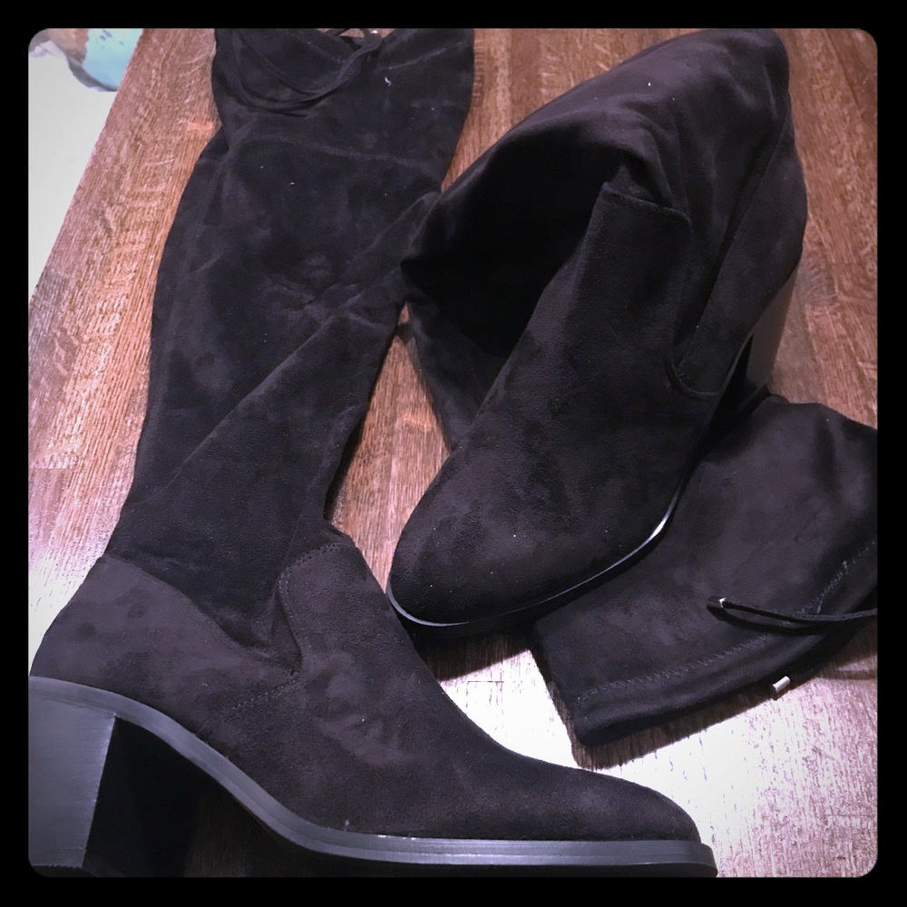Over the knee block heel boots